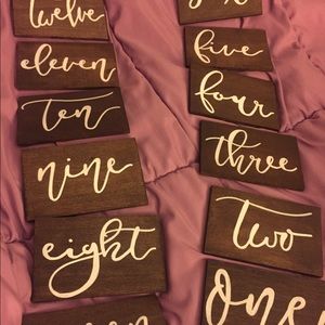 Rustic wedding table numbers