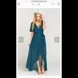 Sophia Wrap Bridesmaid dress - Deep Jade Chiffon