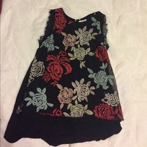 Black flowy floral tank
