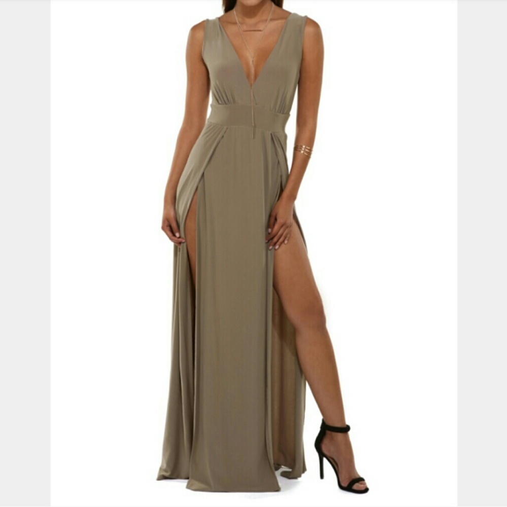 Double High Slit Maxi Dress