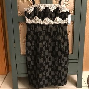 W by Worth Black White Tweed Bustier Dress Sz 8