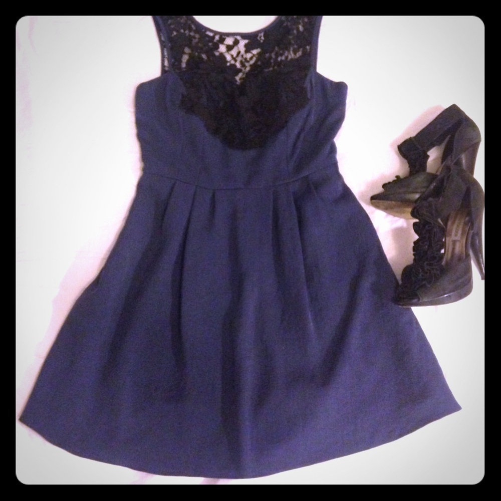 BCBGeneration Blue and black lace short dress