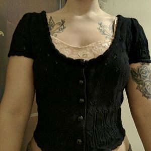 Betsey Johnson Black cropped sweater