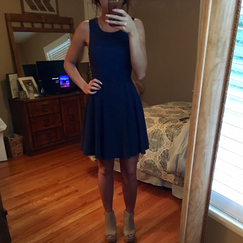 A line navy dress