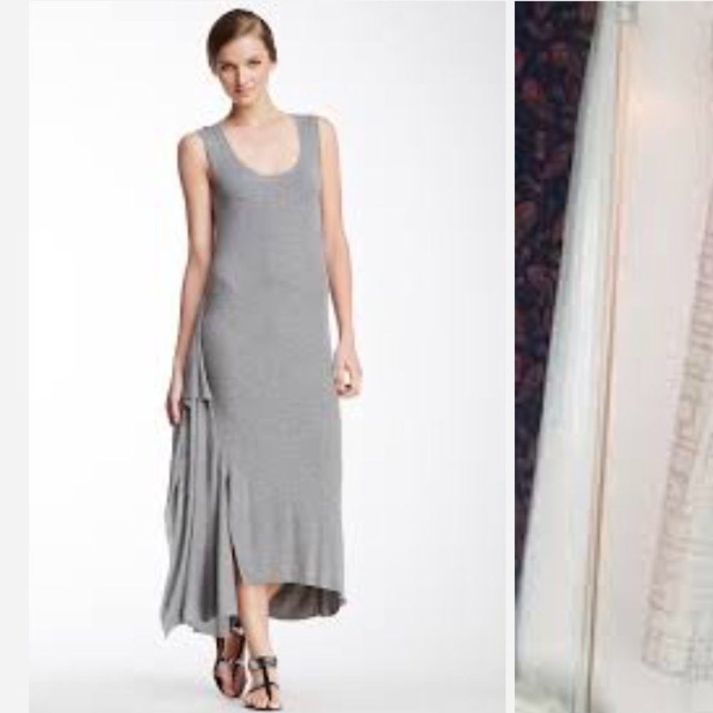 BCBGMaxazria Annika gray ruffle dress