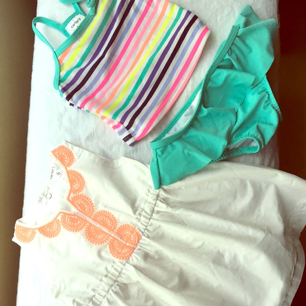summer dress & 2 piece bathing suit 6-9m