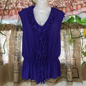 August Silk ruffle blouse sz PL!
