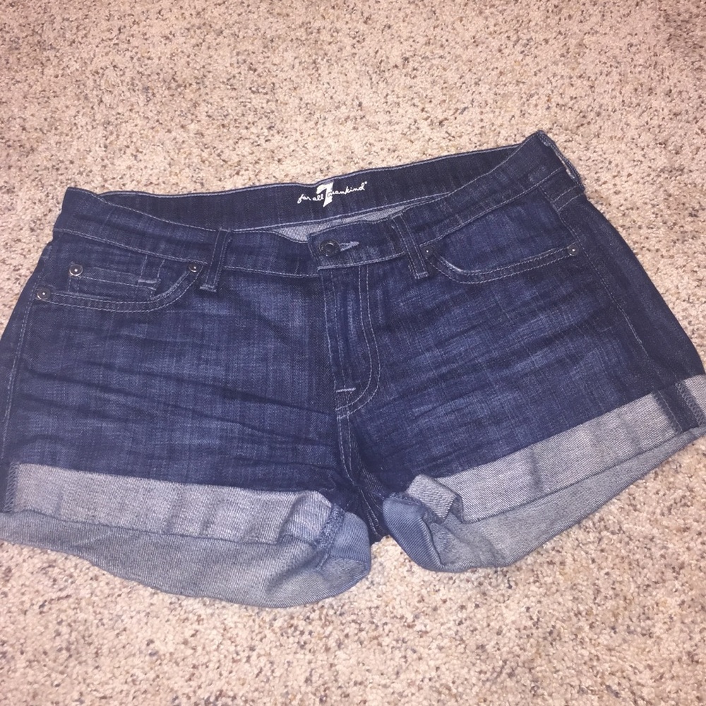 7 for all mankind dark blue jean short