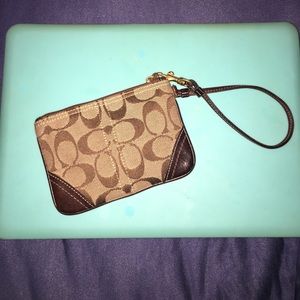 NWOT Authentic Coach Tan Wristlet