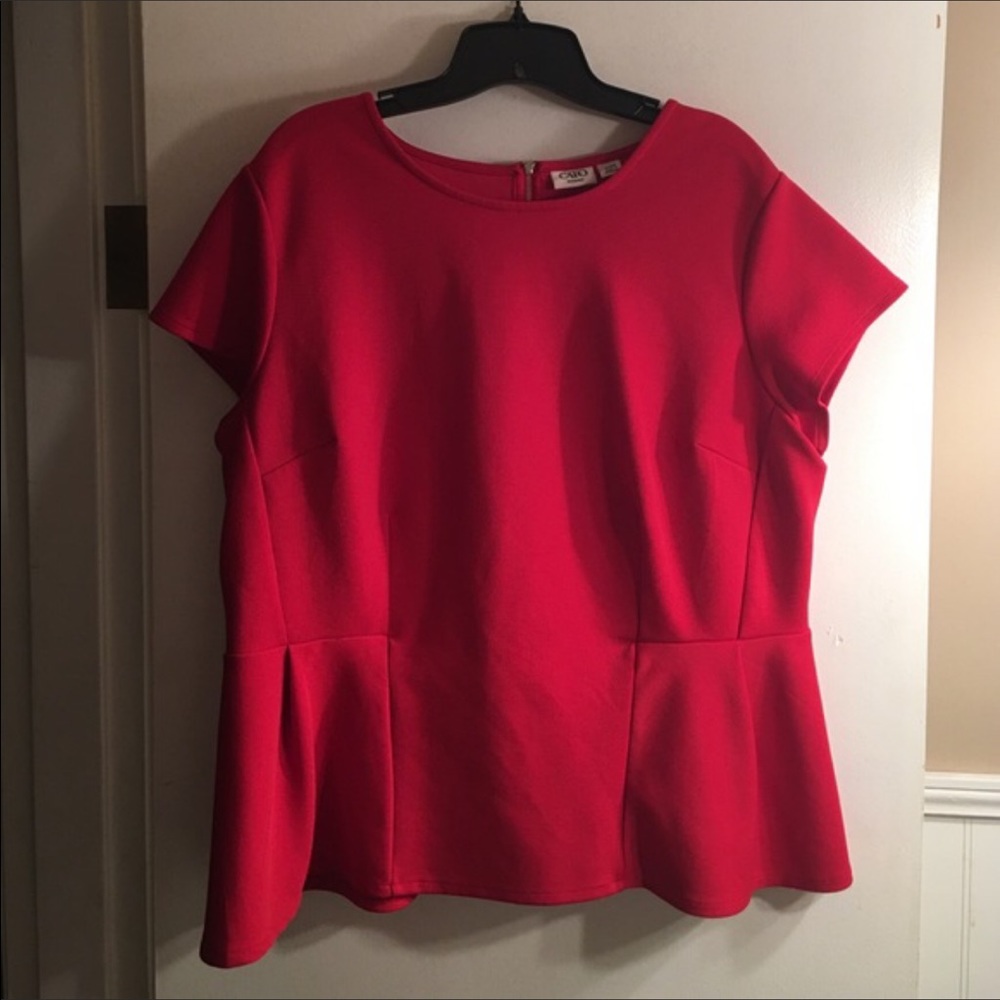 Bright red peplum top in very good condition