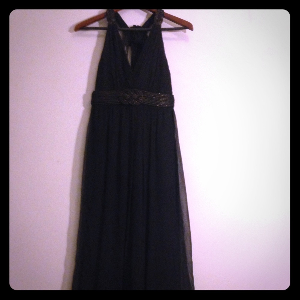 Black BCBGMaxAzria Petites maxi halter dress