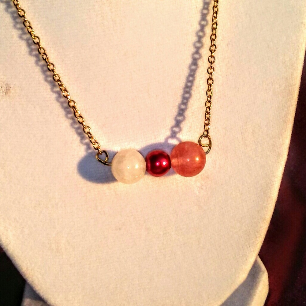 Crystal Pearl Mix Bar Pendant Necklace