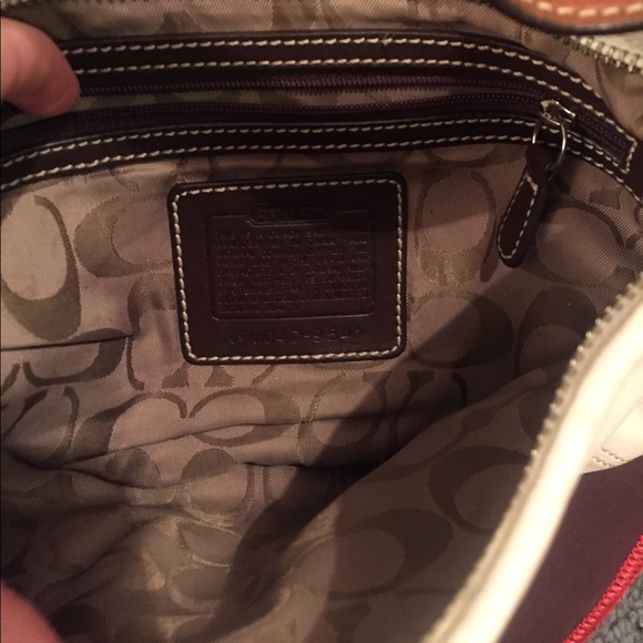 Authentic Coach white leather purse tan strap bag - Picture 2 of 5