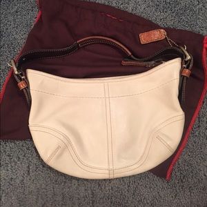 Authentic Coach white leather purse tan strap bag