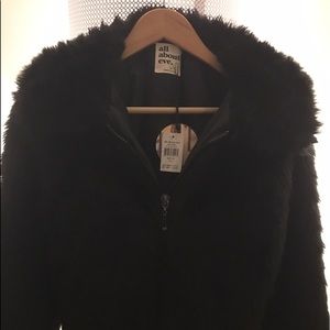 Luxurious black faux fur coat