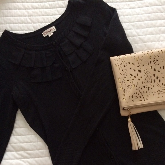 Black Chiffon Ruffle Cardigan | Small - Picture 2 of 4