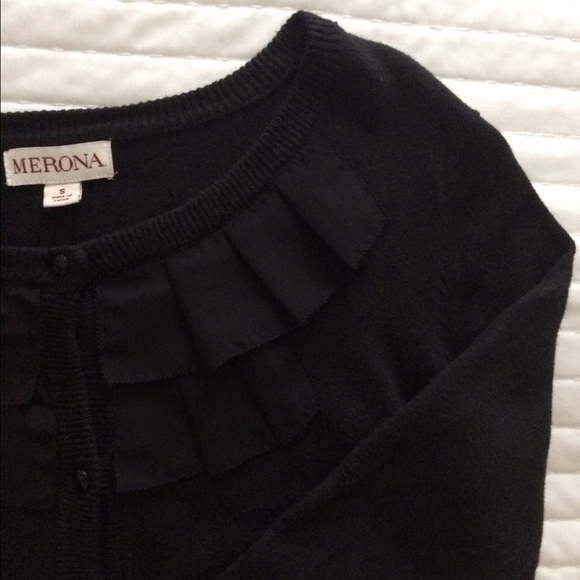 Black Chiffon Ruffle Cardigan | Small - Picture 4 of 4