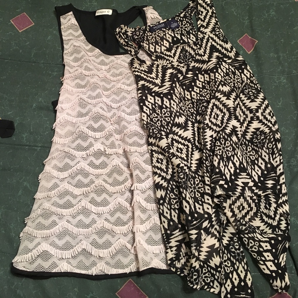 2 Beige patterns tank tops