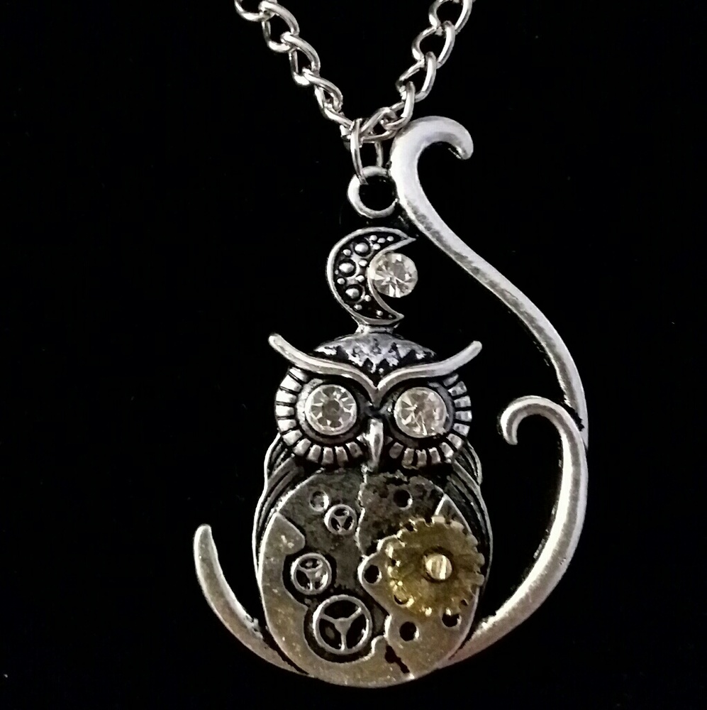 Steam punk owl necklace - Picture 2 of 7