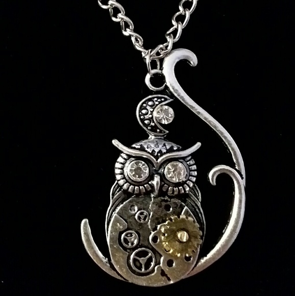Steam punk owl necklace - Picture 2 of 7