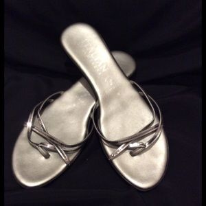 Sliver sequined sandals