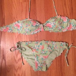 LA Hearts Scalloped Floral Bikini set sz medium