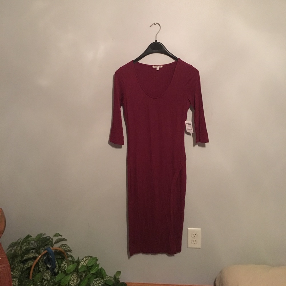 bodycon maxi maroon slit dress NWT