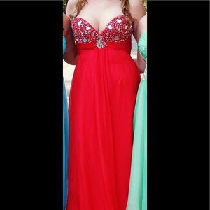 Strapless Red Formal Gown