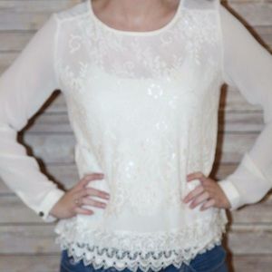 Lace overlay blouse