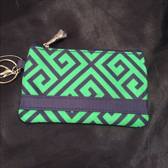 Initials brand new wallet keychain green navy - Picture 1 of 4