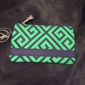 Initials brand new wallet keychain green navy