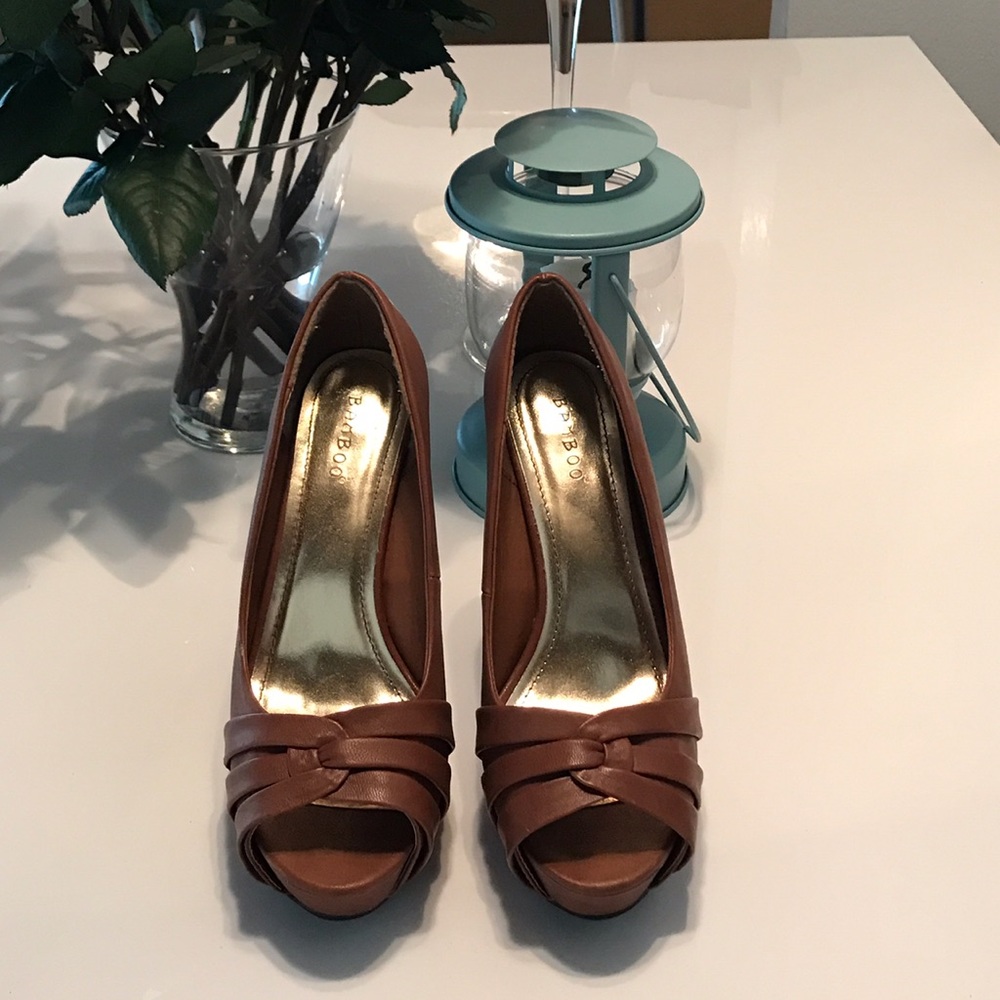 Brown Peep-Toe Heels