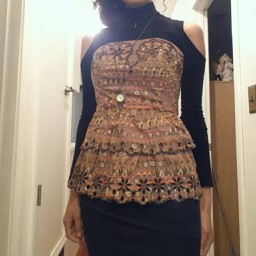 SOLD Strapless Ruffle Shirt