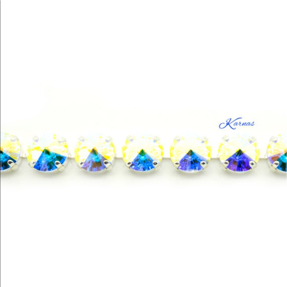 💎CRYSTAL AB 12mm Charm Bracelet Rhodium Silver - Picture 3 of 4