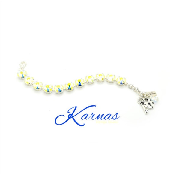 💎CRYSTAL AB 12mm Charm Bracelet Rhodium Silver - Picture 2 of 4