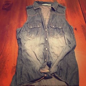 Maurices sleeveless chambray shirt