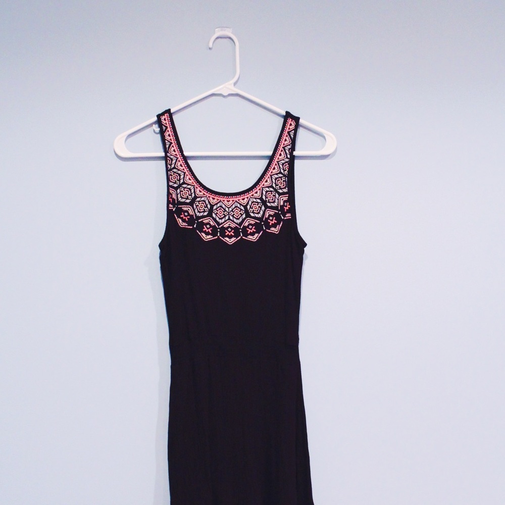 Black Dress with Tribal Embroidery