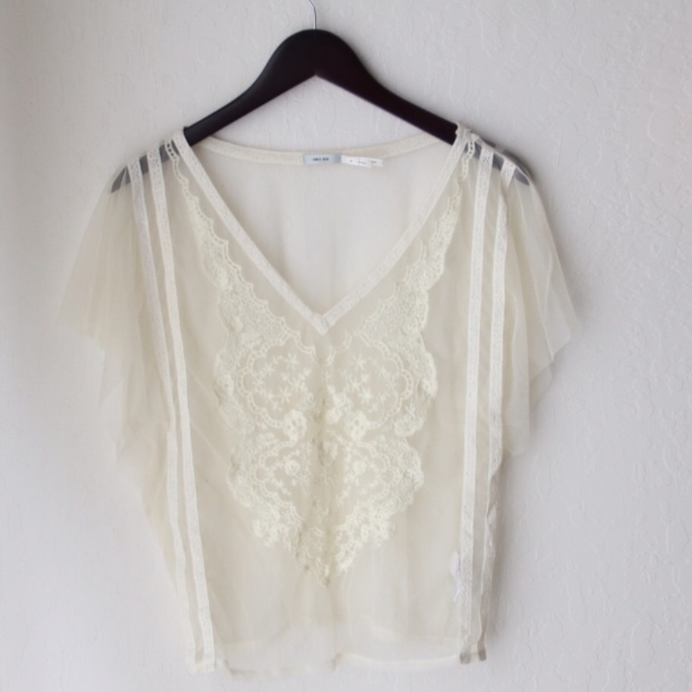Lace sheer mesh top