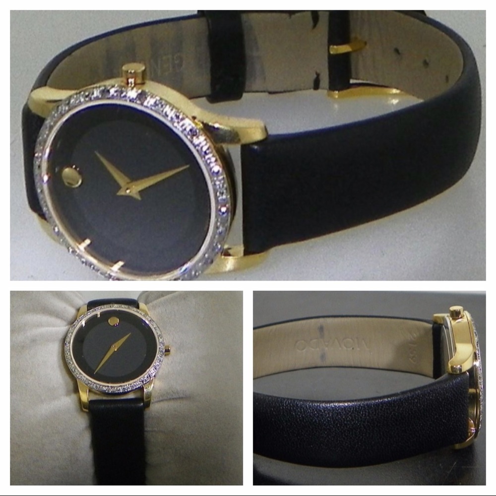 Movado Museum Gold Tone w .45CT Diamonds