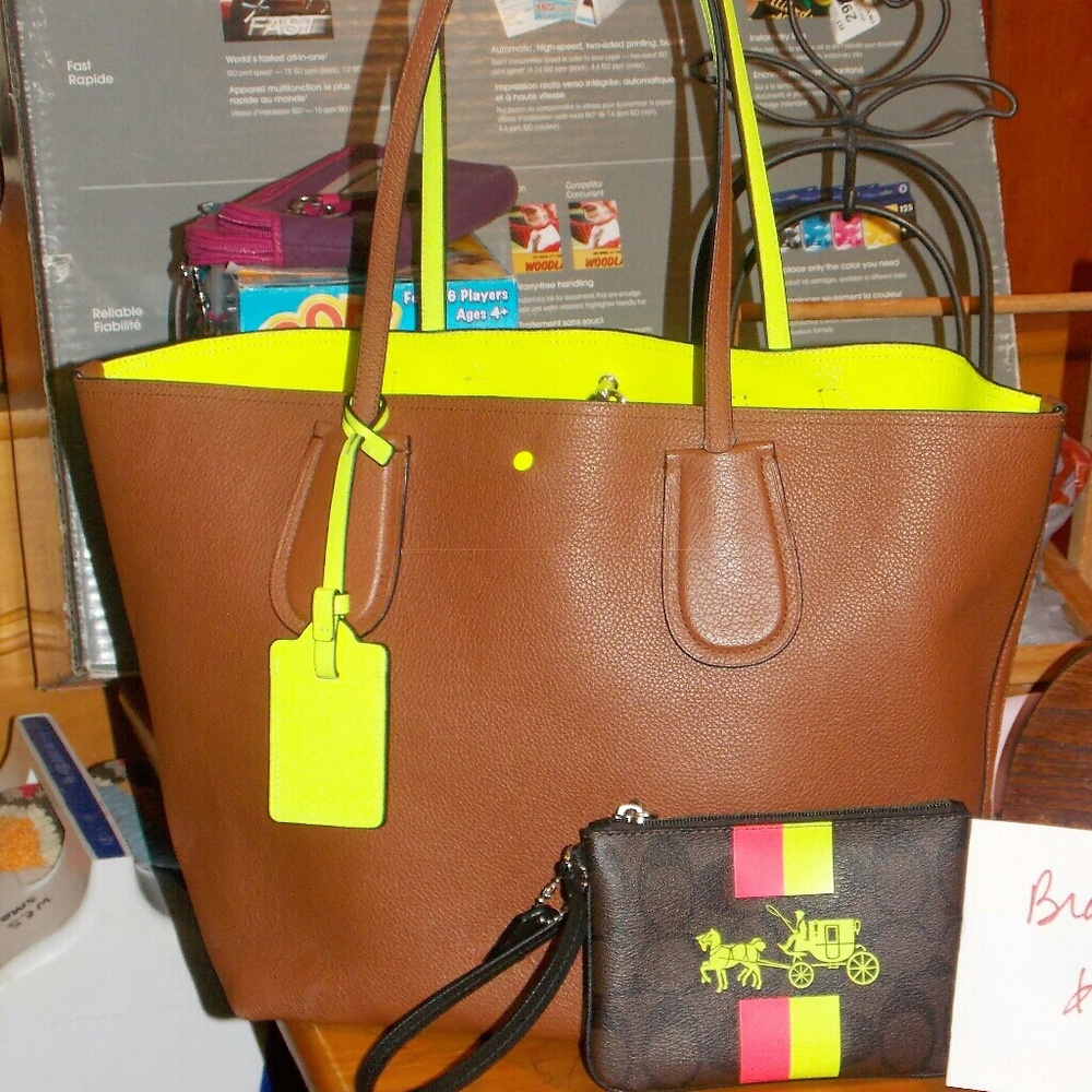 *TRADED OFF SITE!* Coach Neon tote and wristlet !