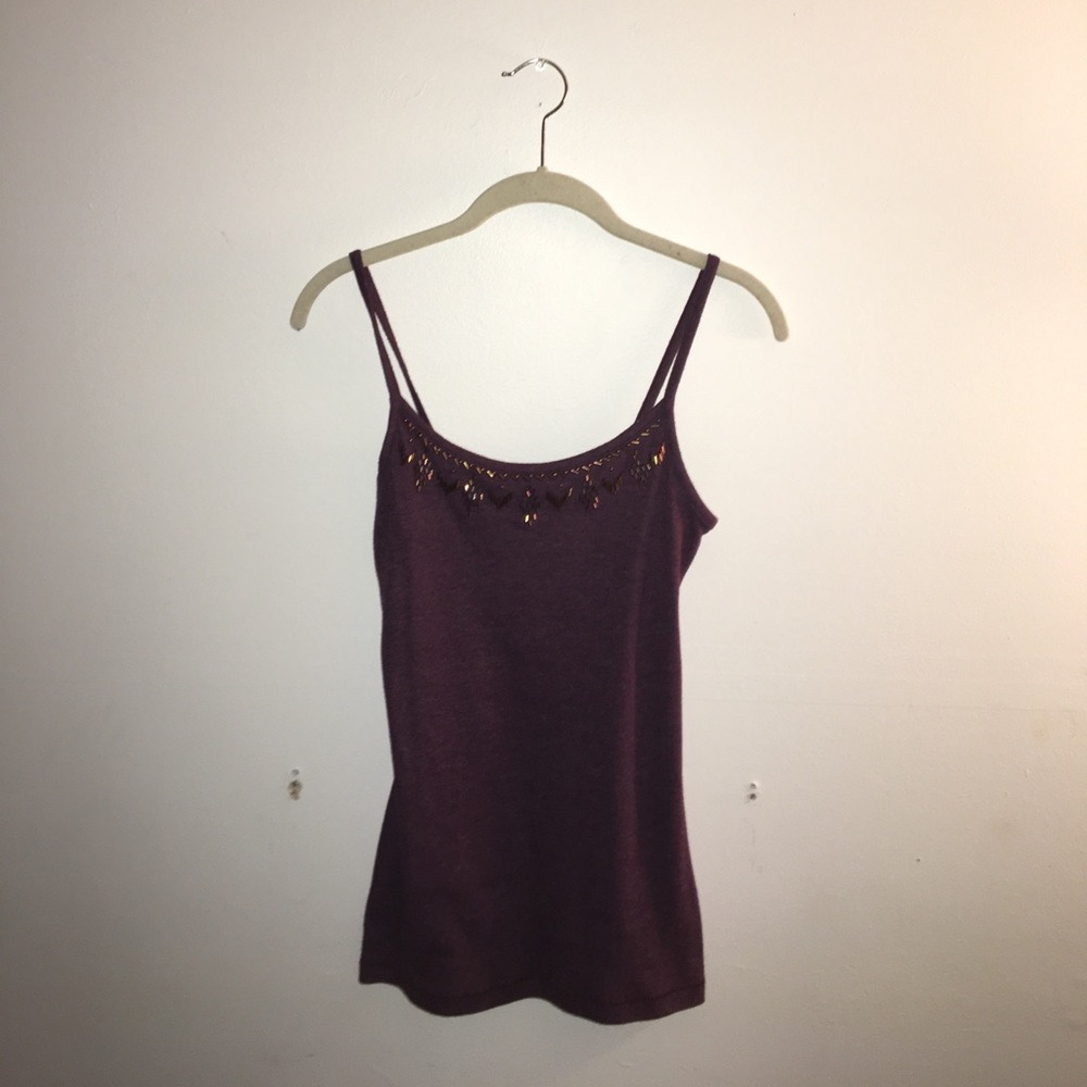 purple embellished tank top