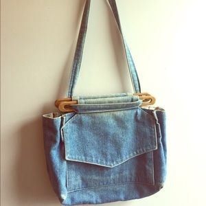 Denim cross body satchel purse