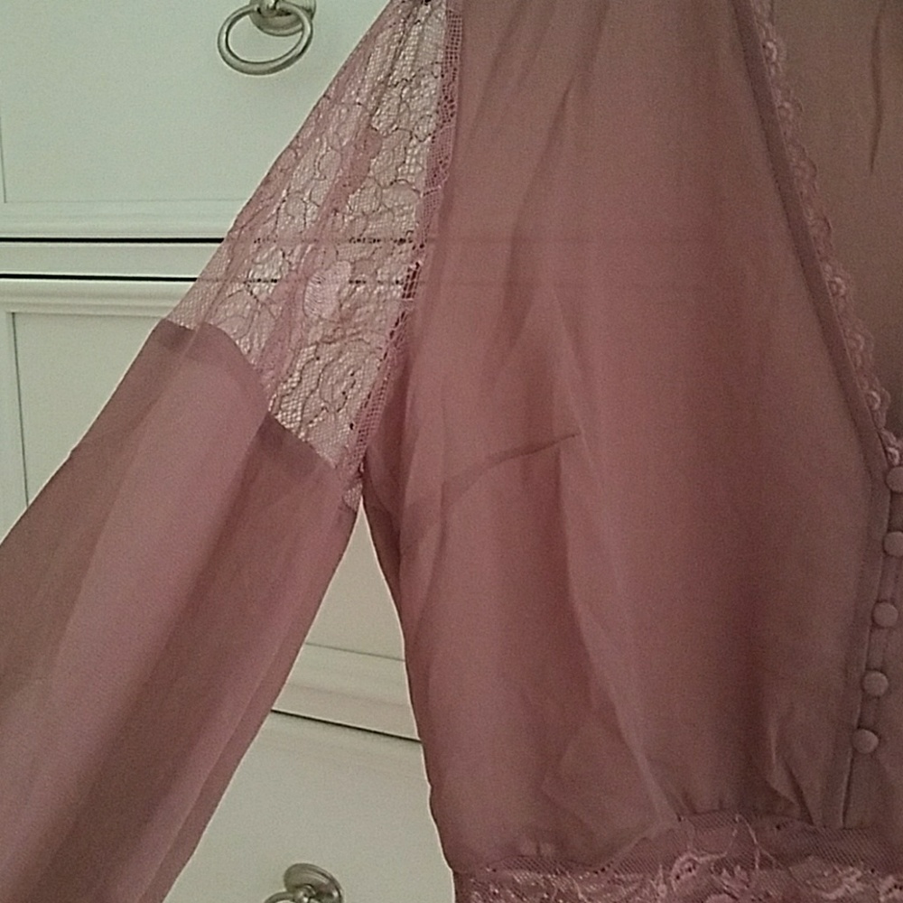 💗 Host Pick 8/26 💗 Gorgeous Mauve Sheer Blouse - Picture 6 of 8