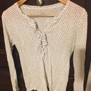 LOFT polka dot long sleeved shirt