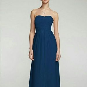 Marine Chiffon Strapless Floor Length DB Dress 0