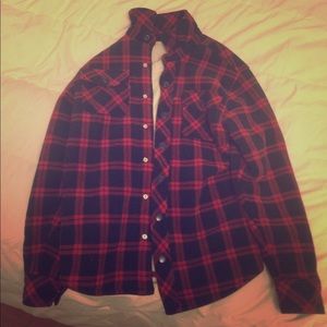 XL (14-16) Fuzzy Plaid Button-Up Jacket.