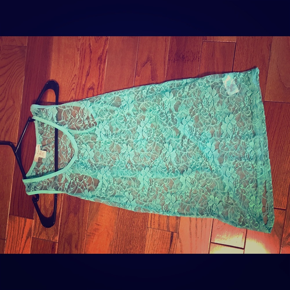 Derek heart turquoise lace tank