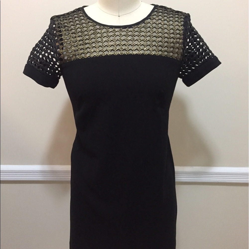 2 for $30- Banana Republic black dress w/gold/black lace