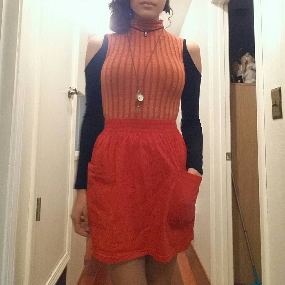 Burnt Orange Skirt Pockets