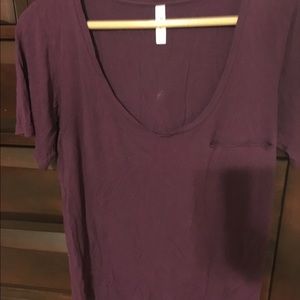 RVCA plum tshirt with low scoop neck